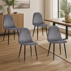 Modern Dark Grey Velvet Dining Chairs Set of 4