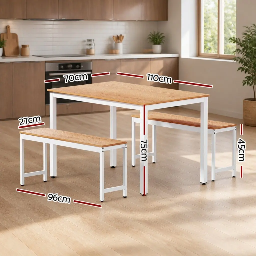 3-Piece Dining Set with Metal Legs