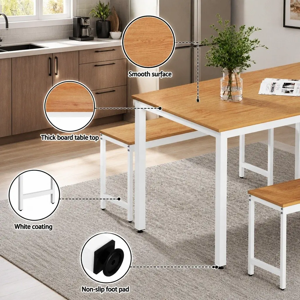 3-Piece Dining Set with Metal Legs