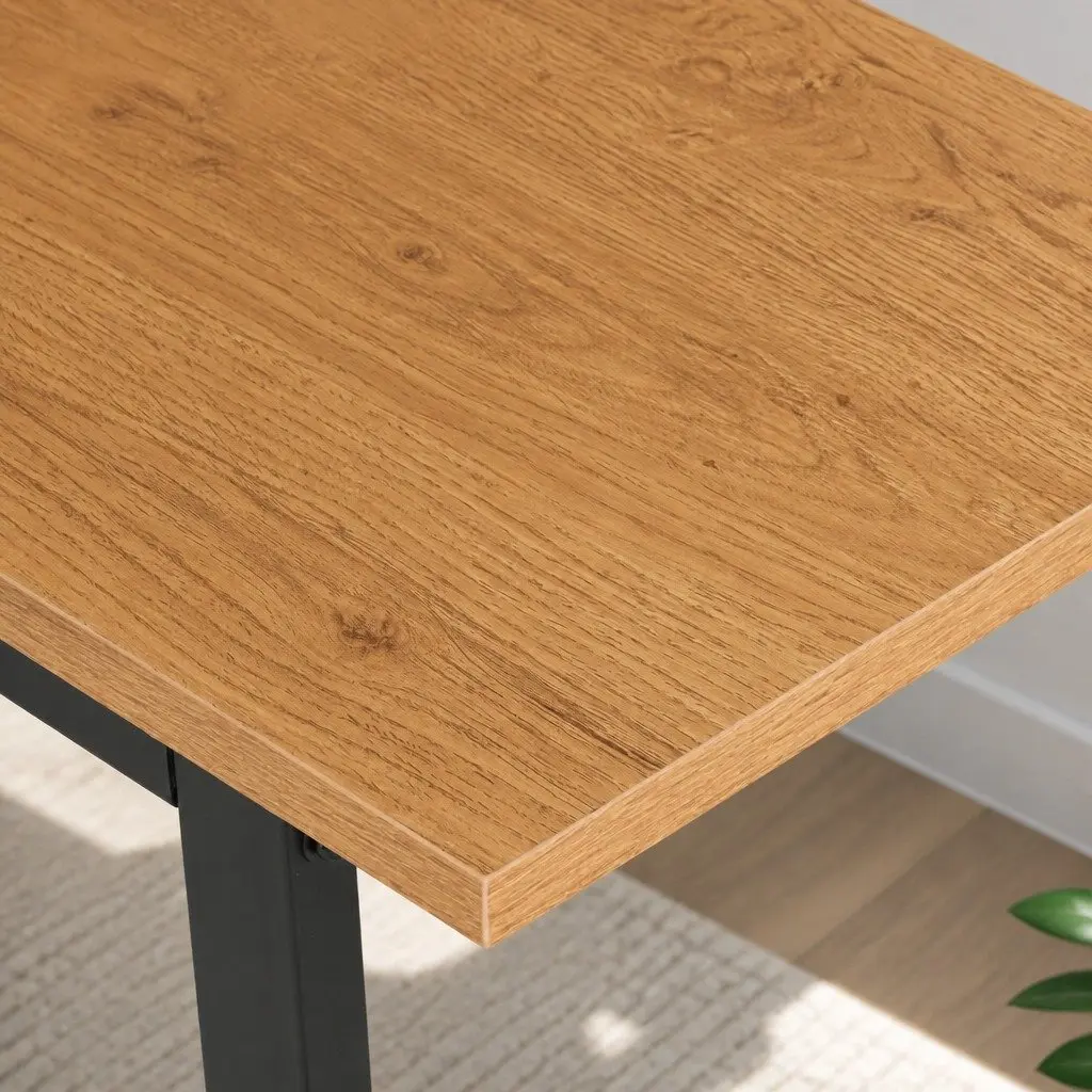 Dining Table Particle Board Metal 150cm Pine Black Rectangular