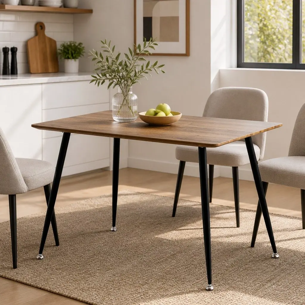 Rectangular Kitchen Dining Table for 4 with Natural Wood Top