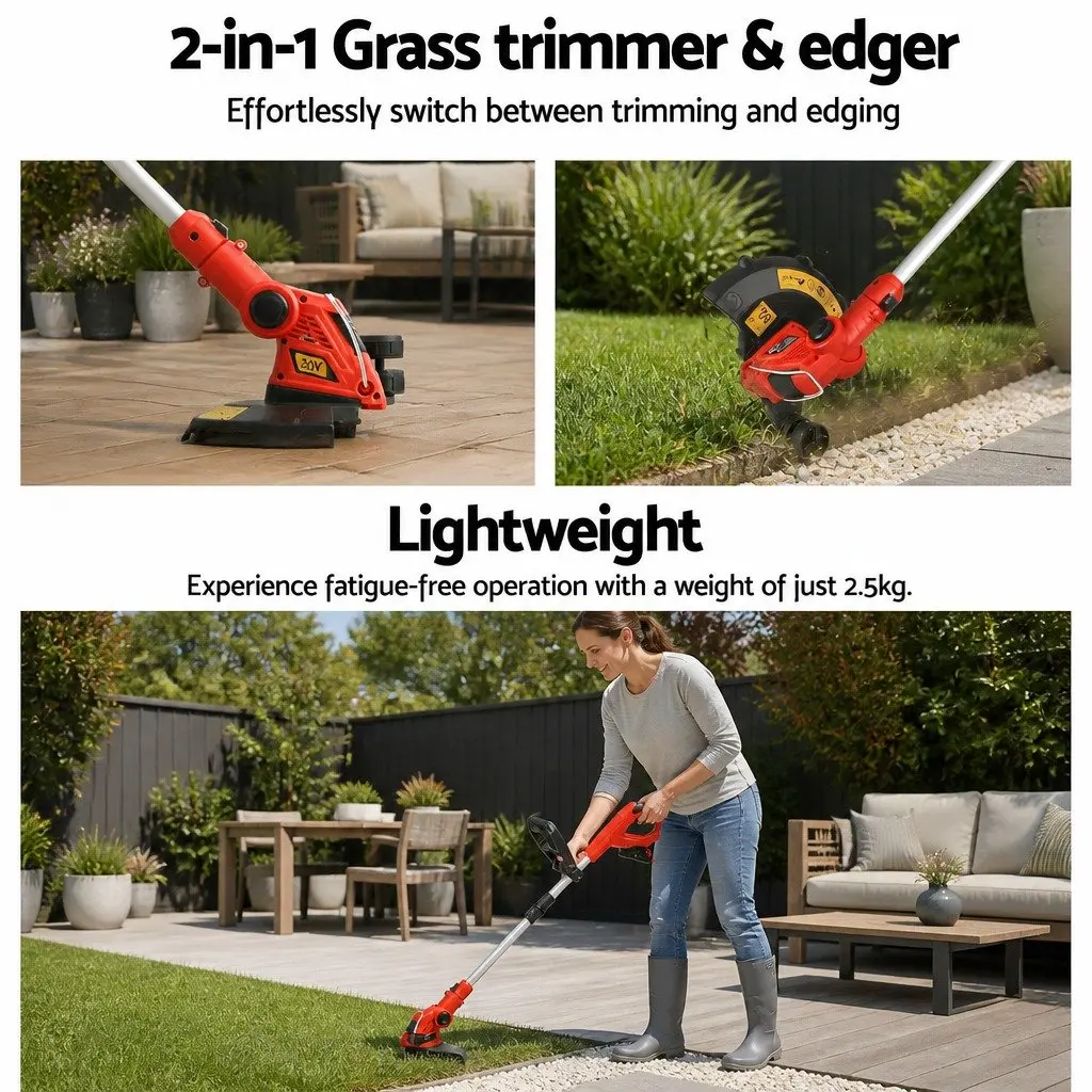 Cordless Line Trimmer 20V Grass Whipper Lawn Edger Lightweight Garden Tool