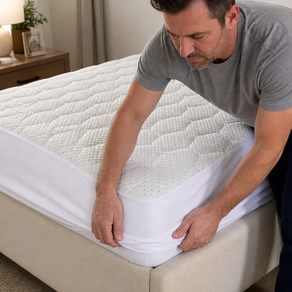 Bamboo Fibre Quilted Mattress Protector for Single Beds