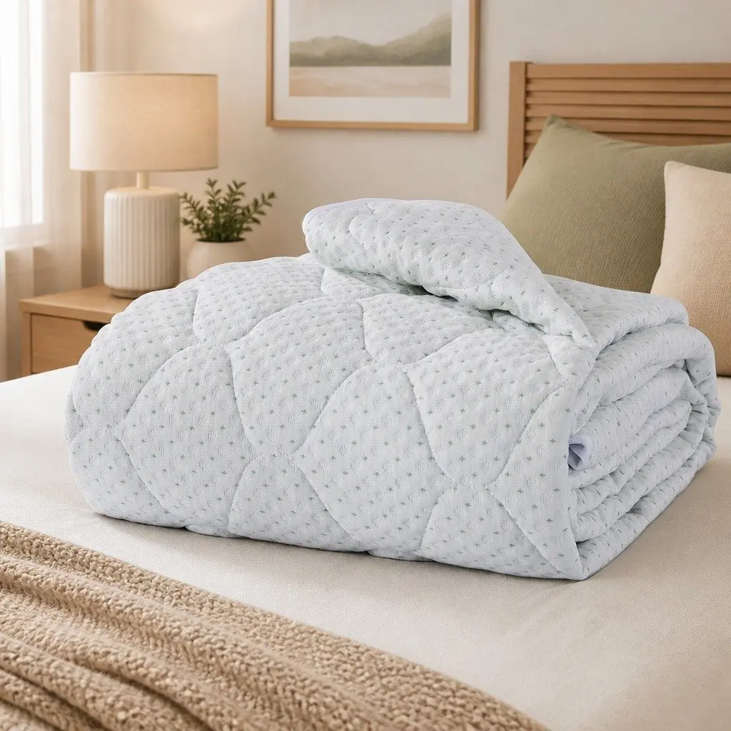 Queen Mattress Protector Quilted Bamboo Fibre Waterproof 40cm Fitted White