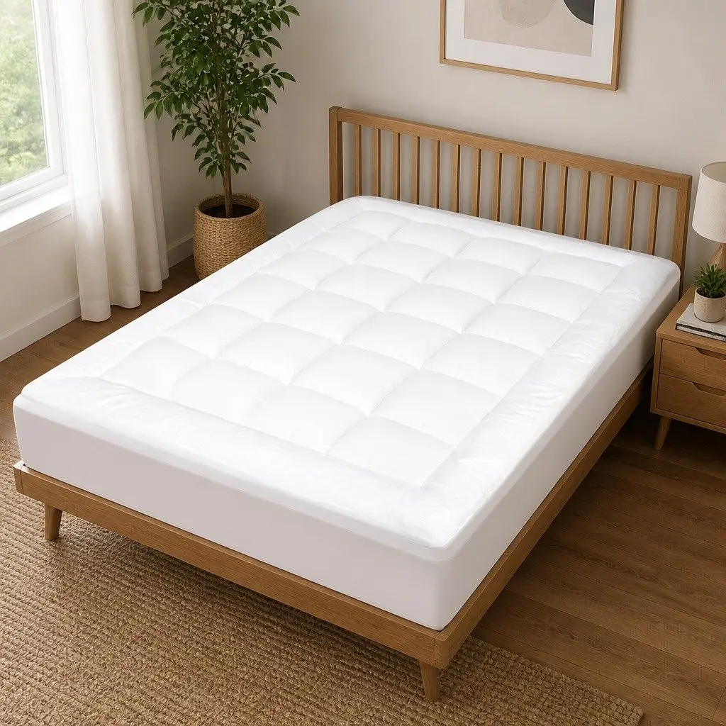 Single Mattress Topper Pillowtop 5cm Extra Thick White Fitted Skirt