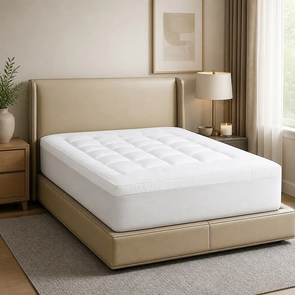 Single Mattress Topper Pillowtop 5cm Extra Thick White Fitted Skirt