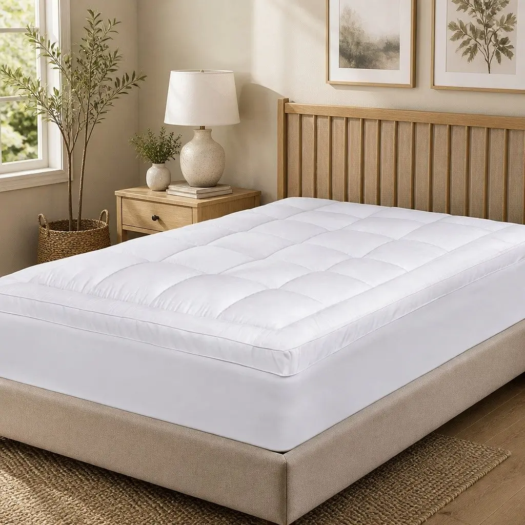 Single Mattress Topper Pillowtop 5cm Extra Thick White Fitted Skirt
