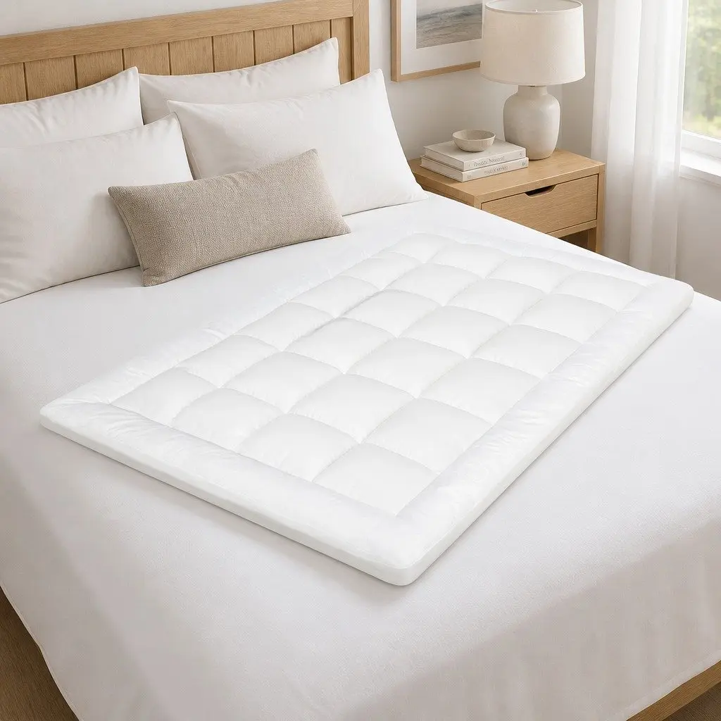 Single Mattress Topper Pillowtop 5cm Extra Thick White Fitted Skirt
