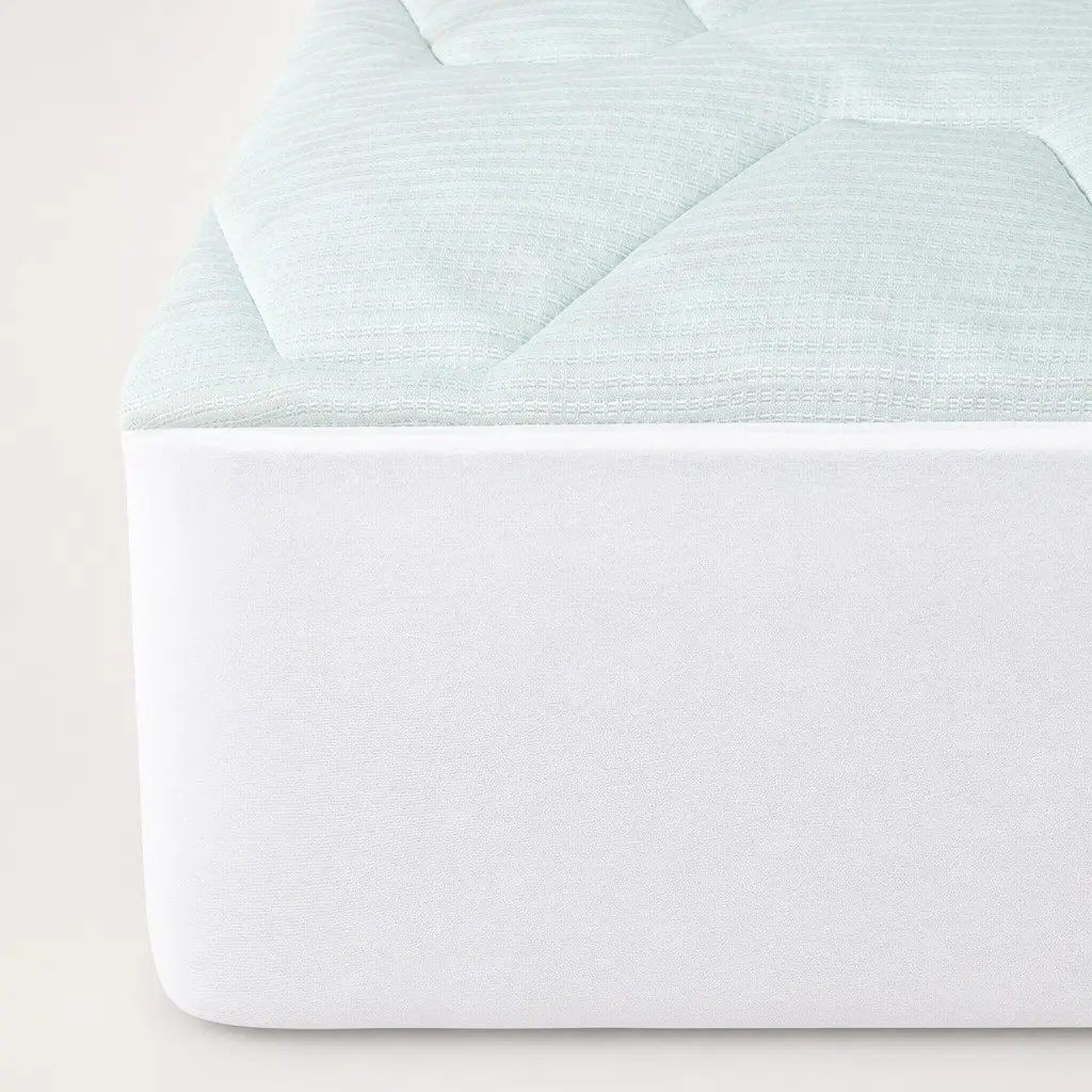 Mattress Topper Memory Foam 3cm King Single Bamboo Cover White and Blue Deep Pocket