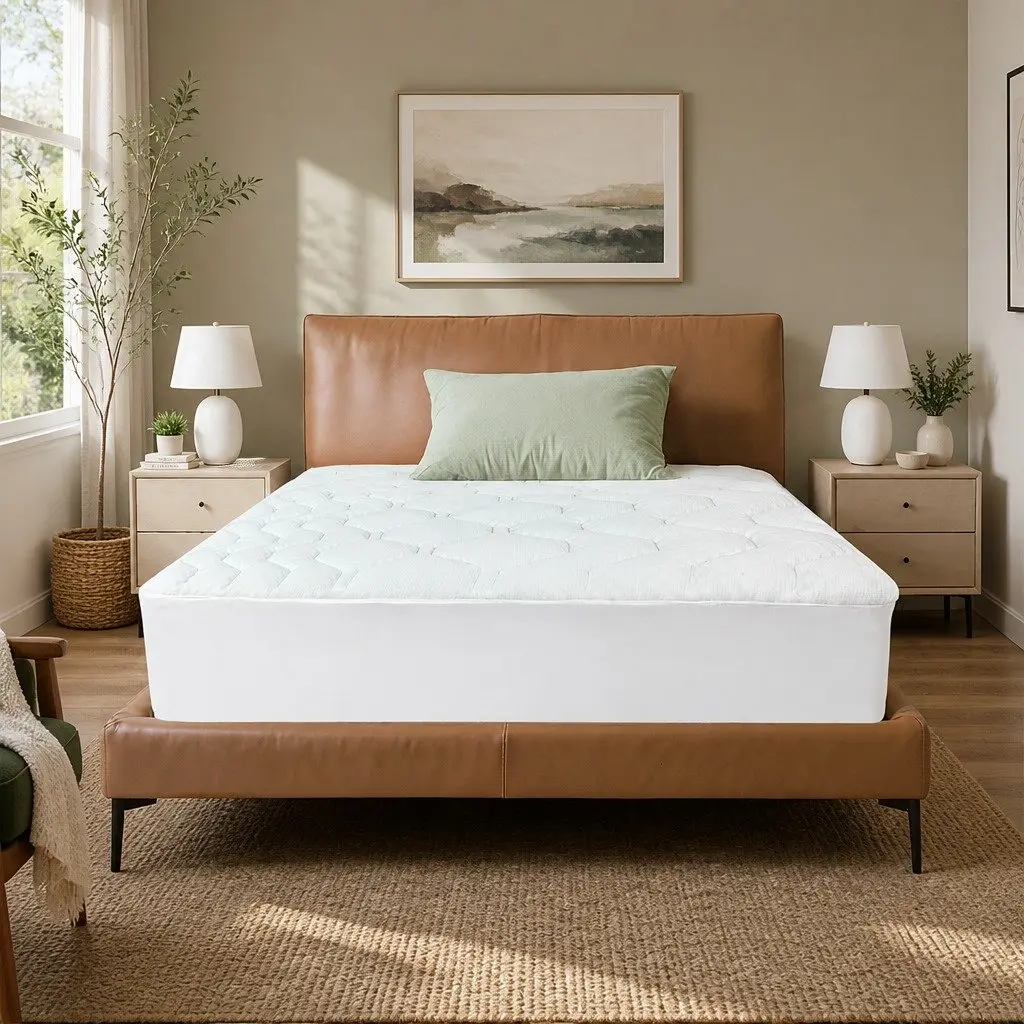 Mattress Topper Memory Foam 3cm King Single Bamboo Cover White and Blue Deep Pocket