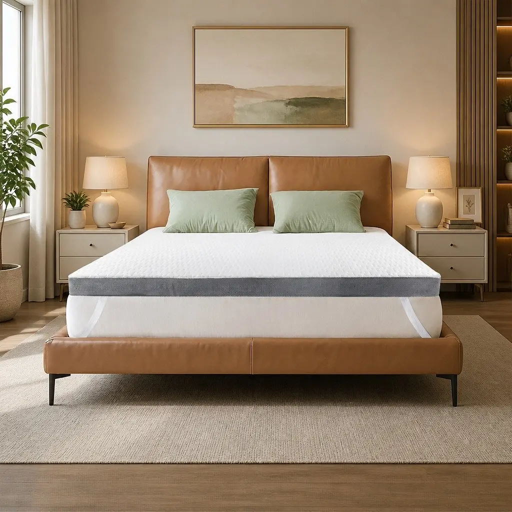 Dual Layer Memory Foam Mattress Topper for Double Beds
