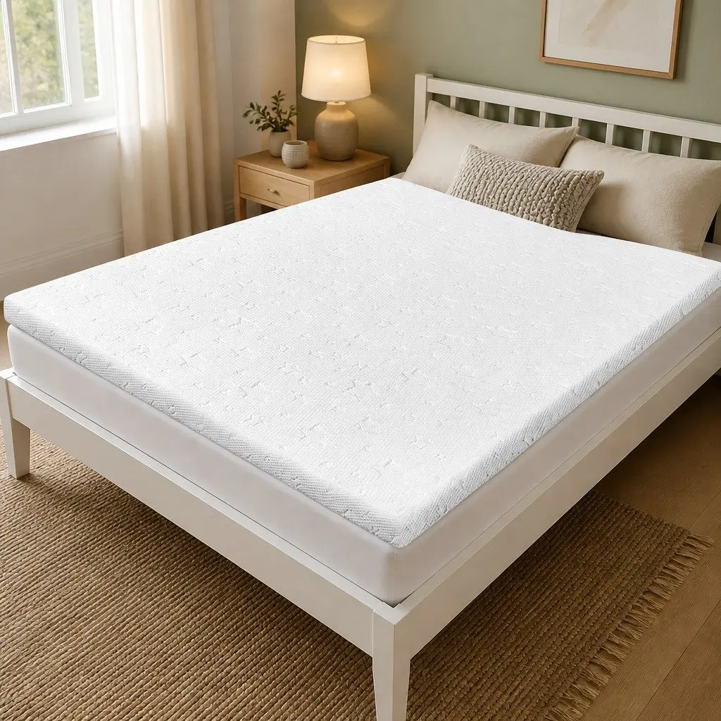 Memory Foam Mattress Topper Dual-Sided 5cm Cooling Gel King White