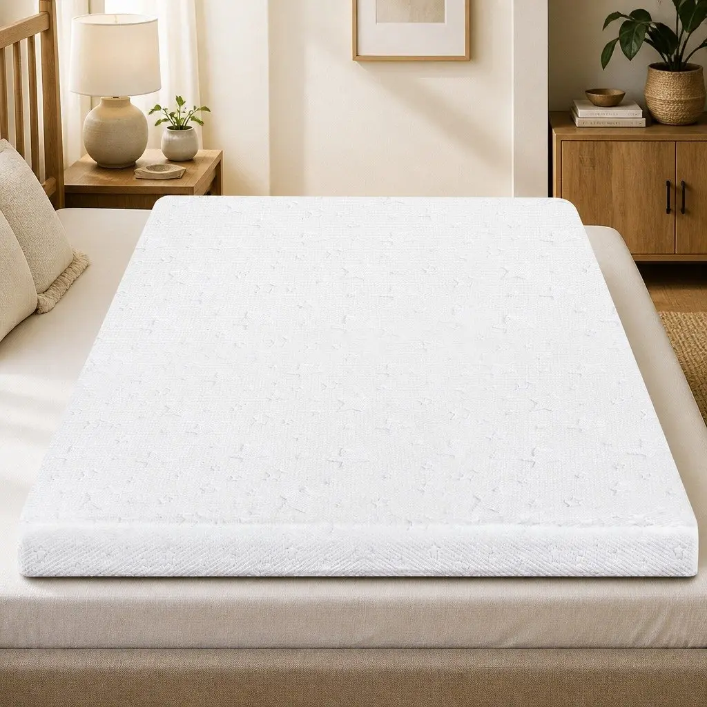Memory Foam Mattress Topper Dual-Sided 5cm Cooling Gel King White