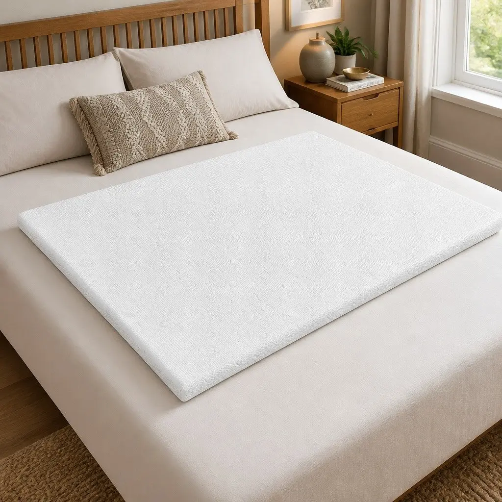 Memory Foam Mattress Topper Dual Layer 5cm Cooling Gel Bamboo King Single White