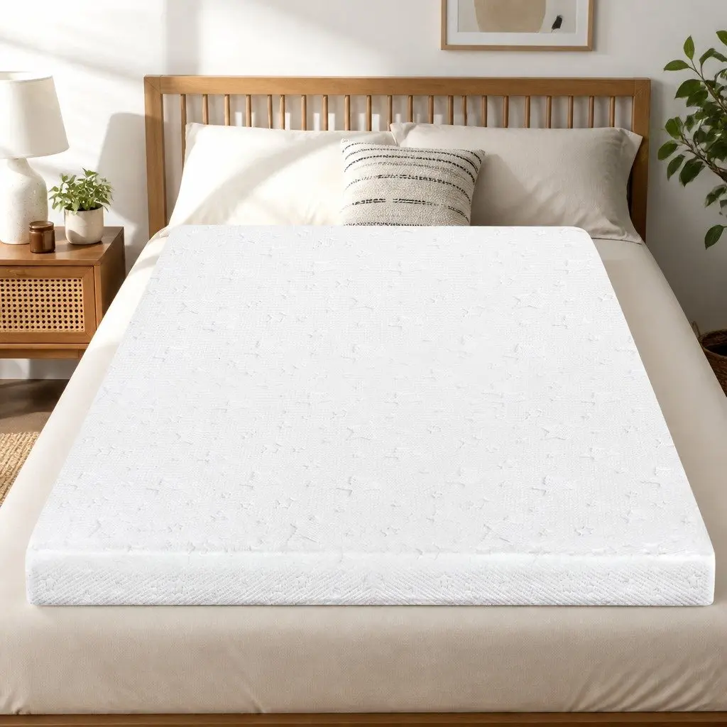 Memory Foam Mattress Topper Dual Layer 5cm Cooling Gel Bamboo King Single White