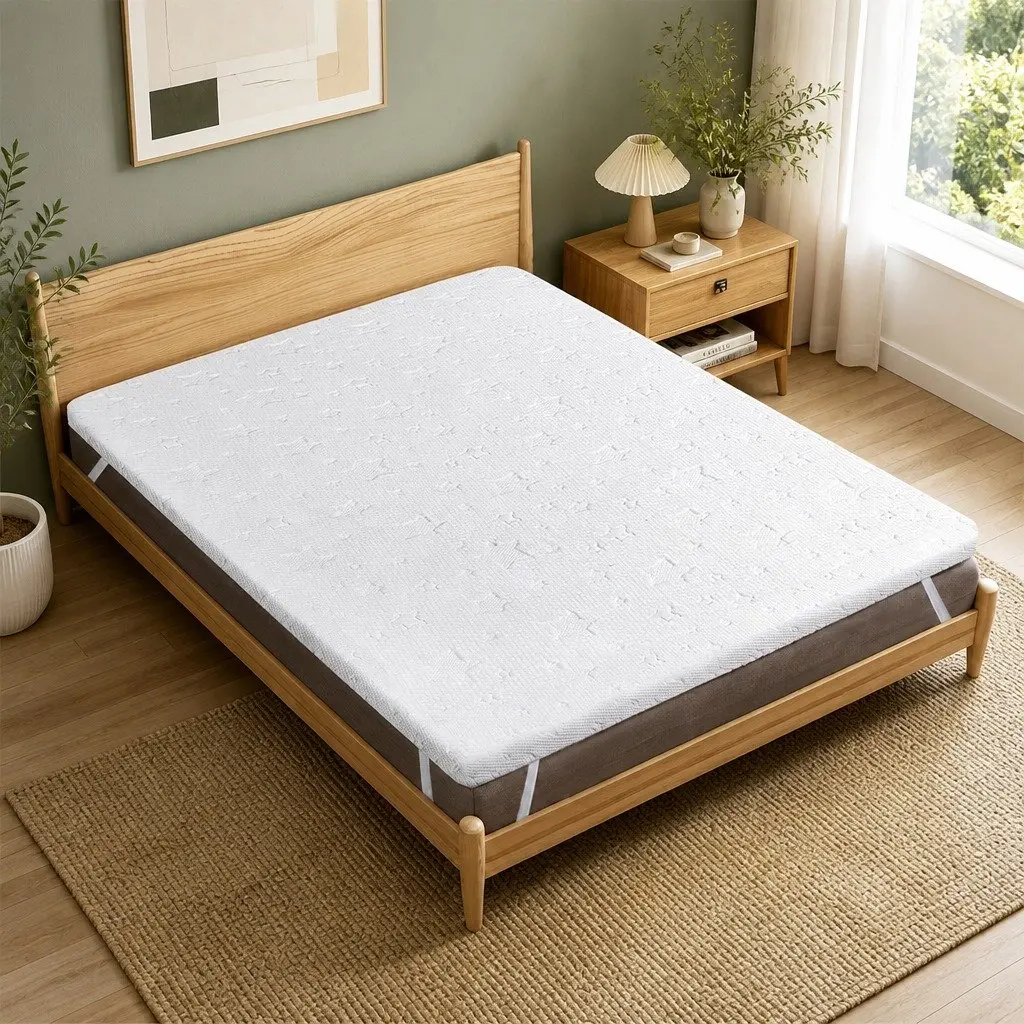 Memory Foam Mattress Topper Dual Layer 5cm Cooling Gel Bamboo King Single White