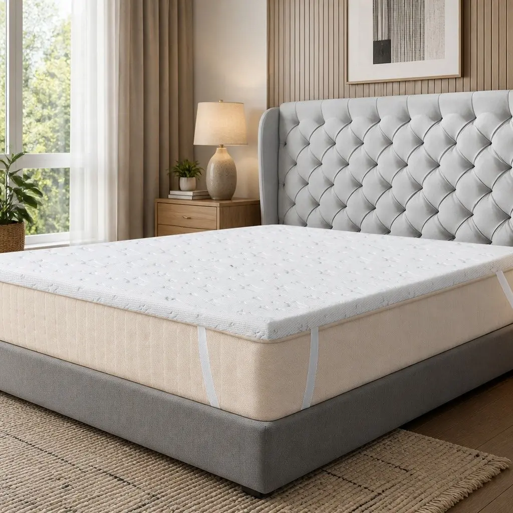 Memory Foam Mattress Topper Dual Layer 5cm Cooling Gel Bamboo King Single White