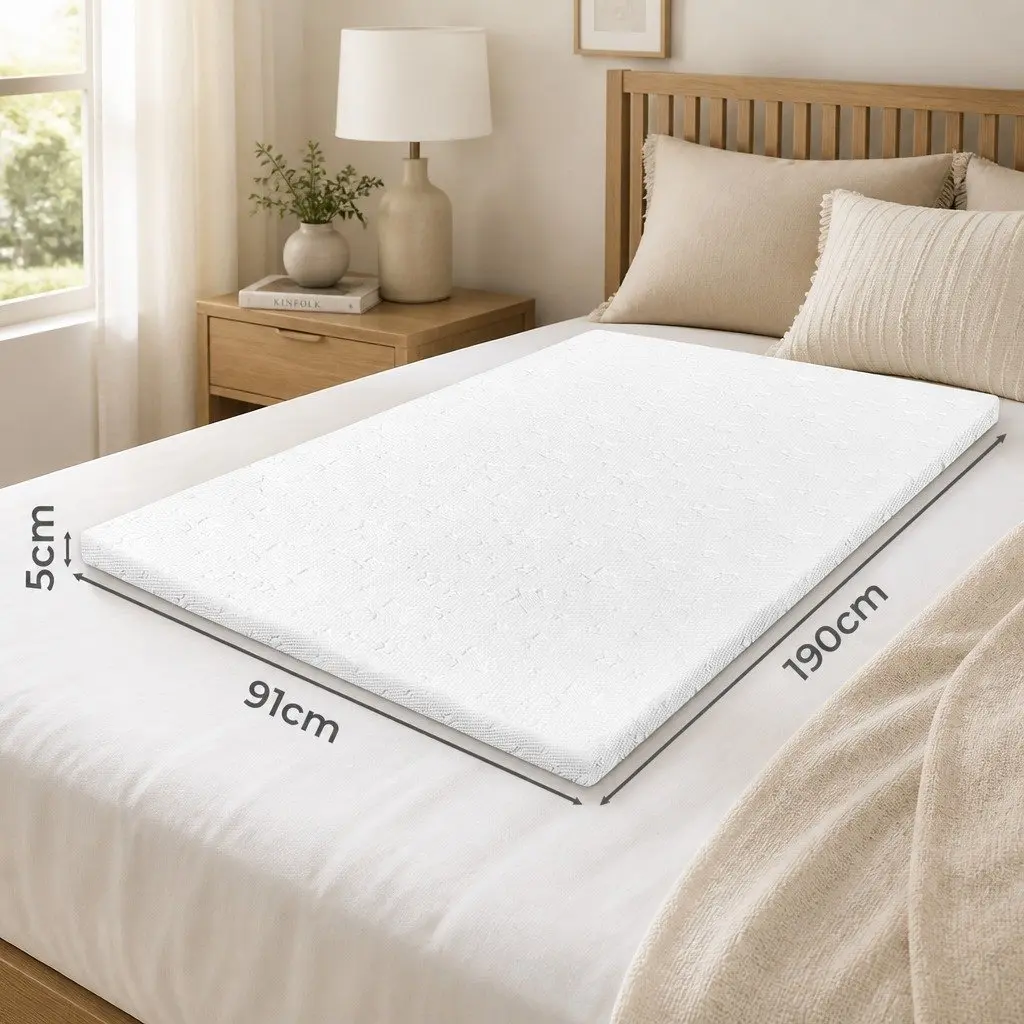Dual-Layer Memory Foam Mattress Topper for Single Beds