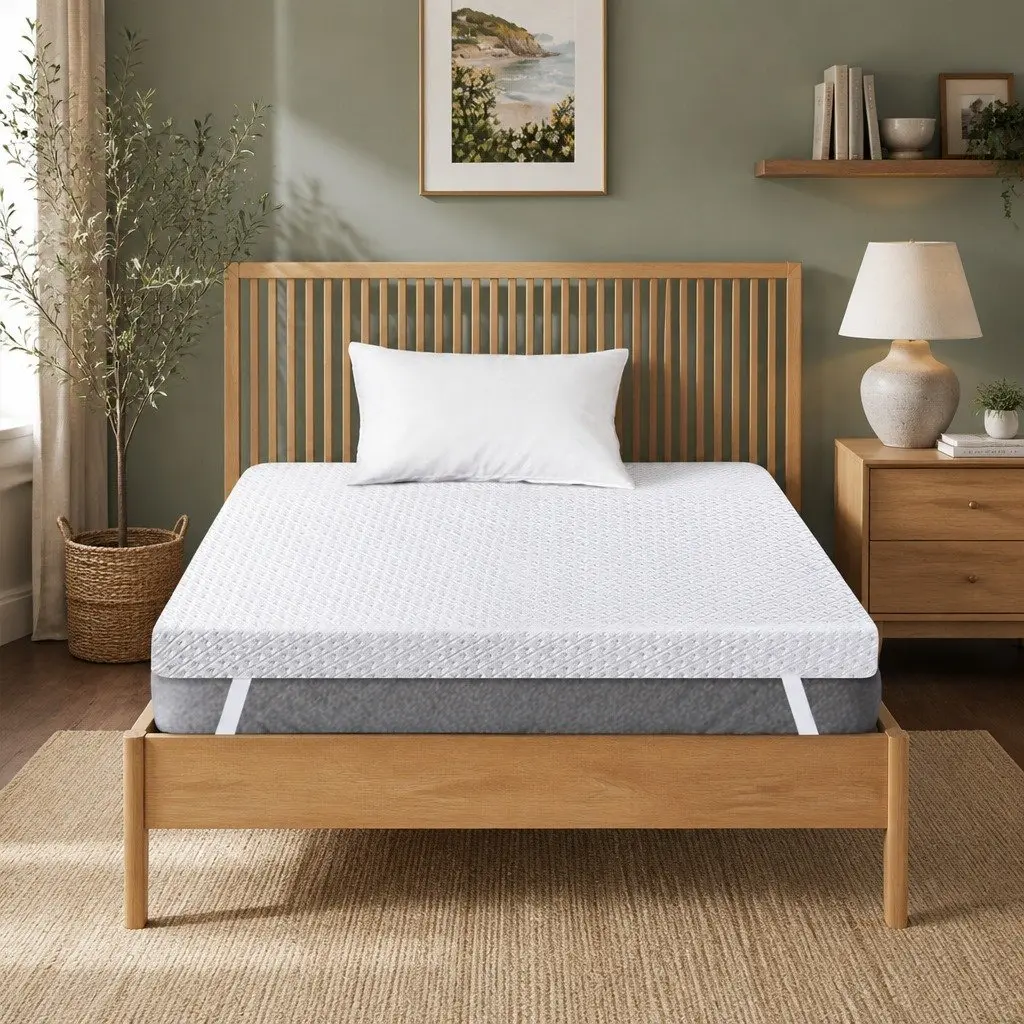 Memory Foam Mattress Topper Gel Cooling 10cm King Single White