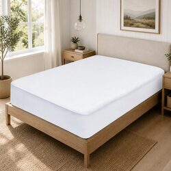 Mattress Protector Double Size White Bamboo Fabric Water Resistant Machine