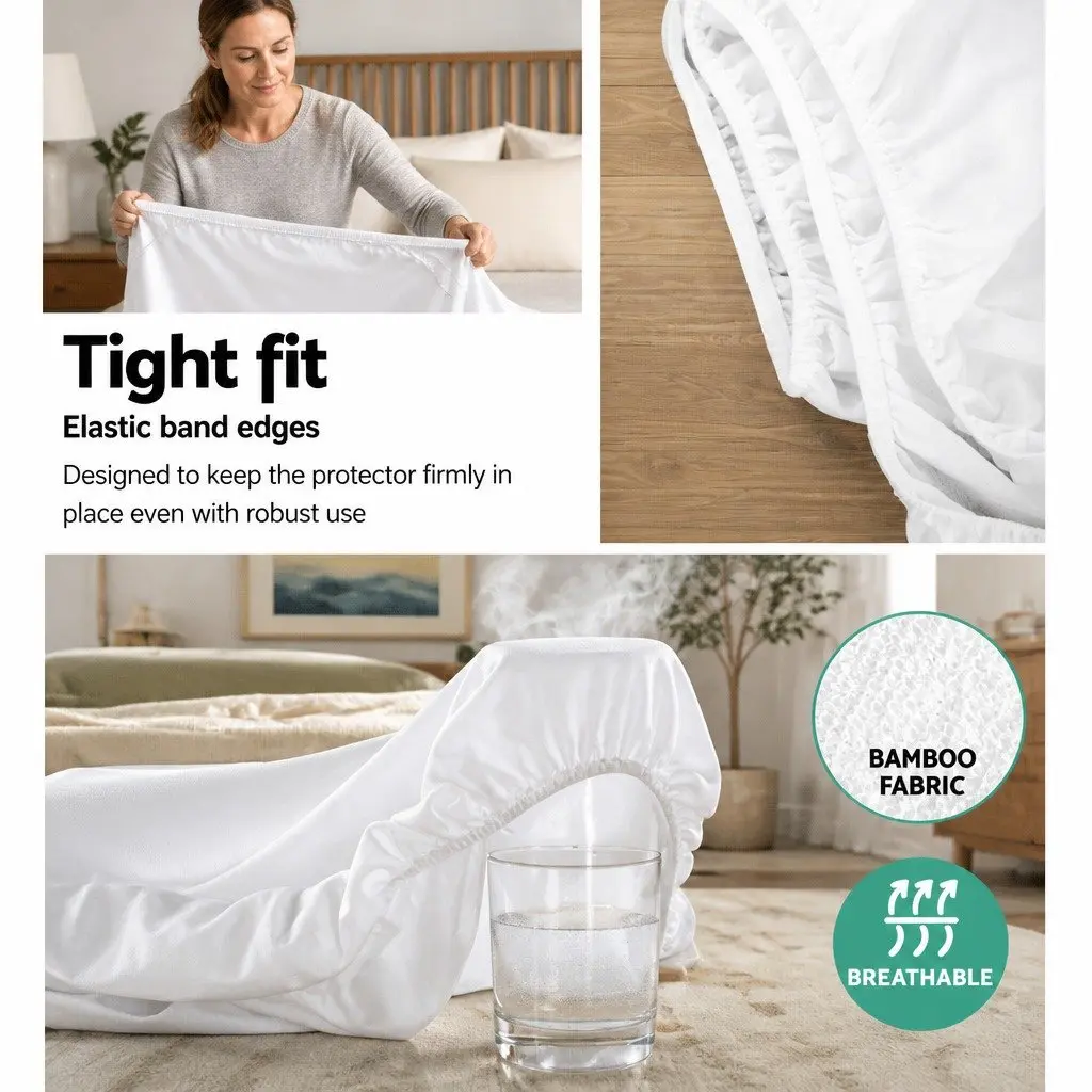 Bamboo Fabric Waterproof Mattress Protector for King Size