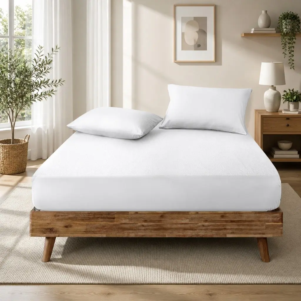 Queen Mattress Protector Bamboo Fabric Water-Resistant Dust Mite Bacteria Guard