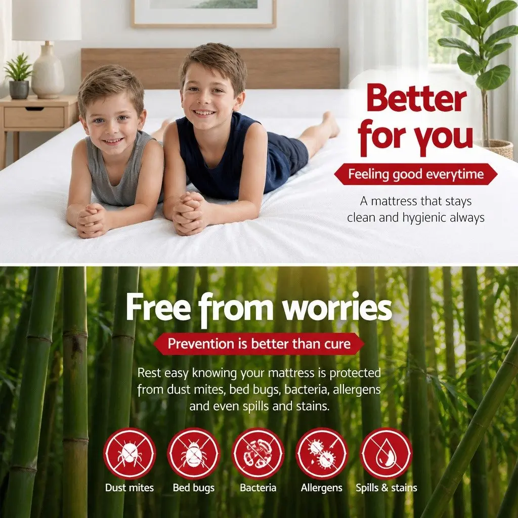 Mattress Protector Bamboo King Waterproof Fitted Dust Mite Bacteria Resistant
