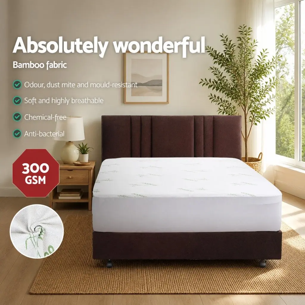 Mattress Protector Bamboo King Waterproof Fitted Dust Mite Bacteria Resistant