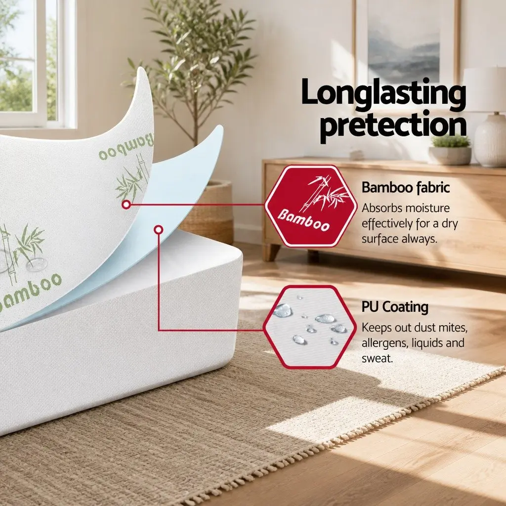 Bamboo Queen Mattress Protector with Water Resistance
