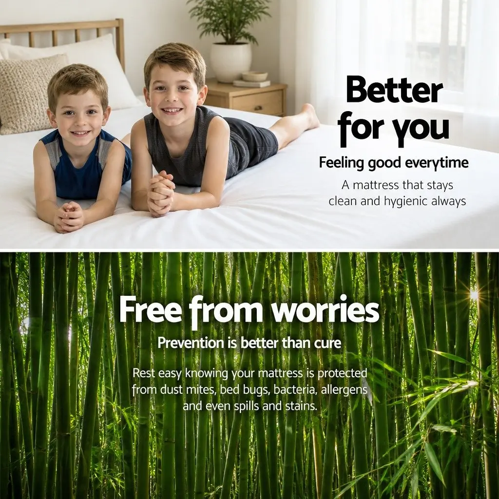 Bamboo Fabric Mattress Protector for Single Size