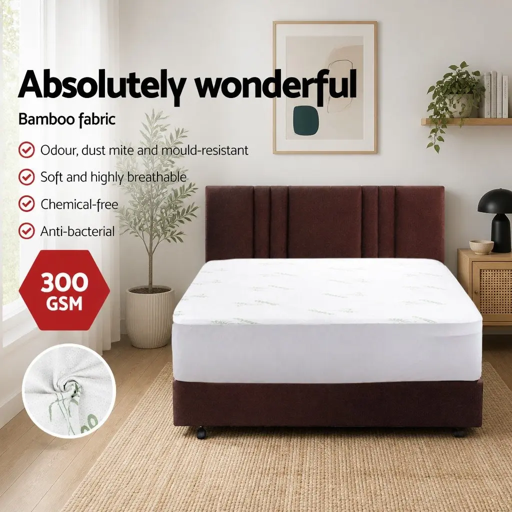 Bamboo Fabric Mattress Protector for Single Size