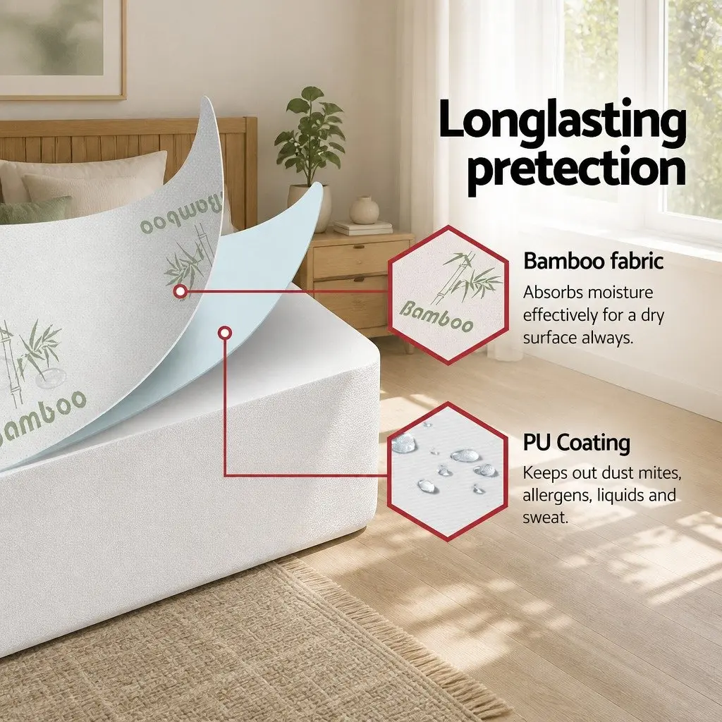 Bamboo Fabric Mattress Protector for Single Size