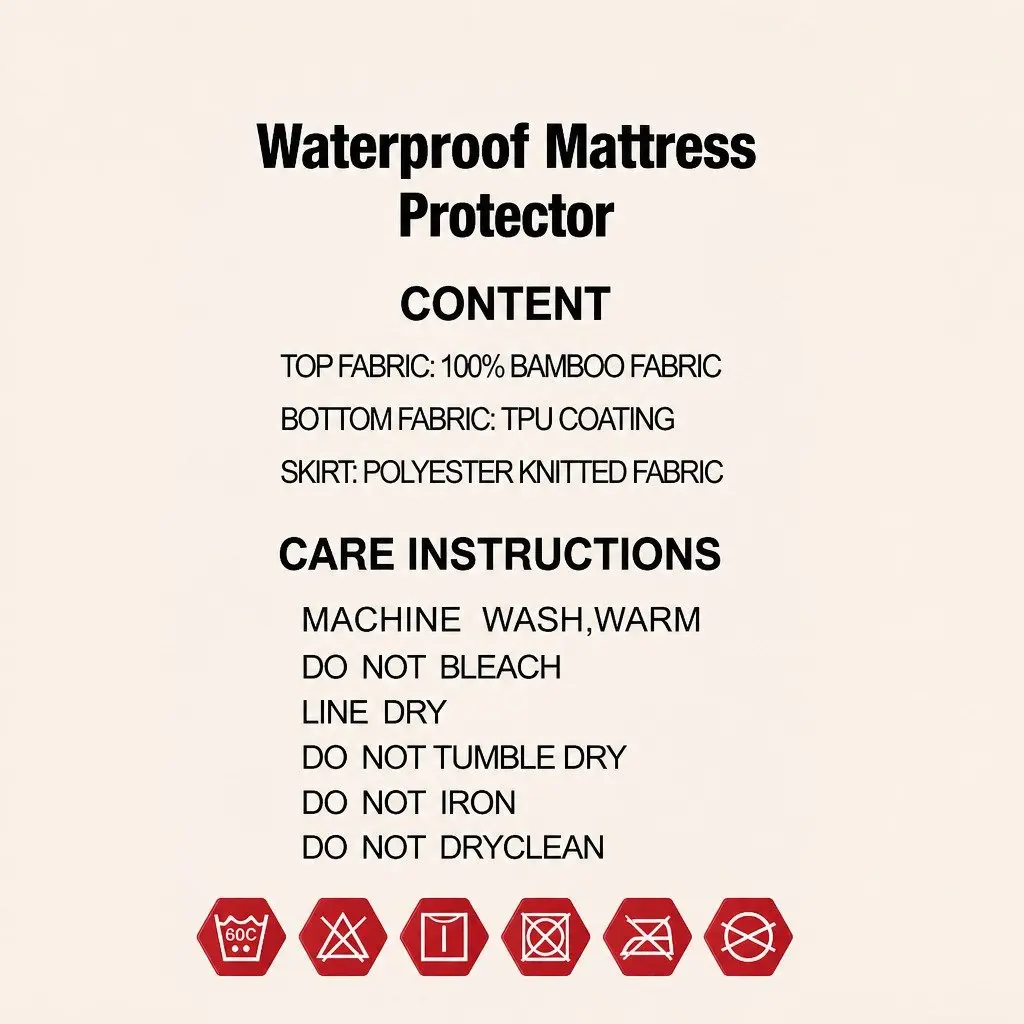 Bamboo Fabric Mattress Protector for Single Size