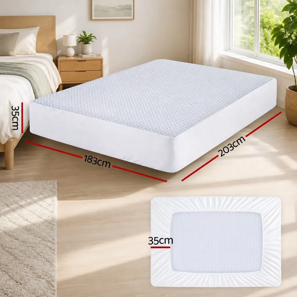 Mattress Protector PE Cool-Sense Air Layer King Size Blue 35cm Deep Pocket Fitted Skirt