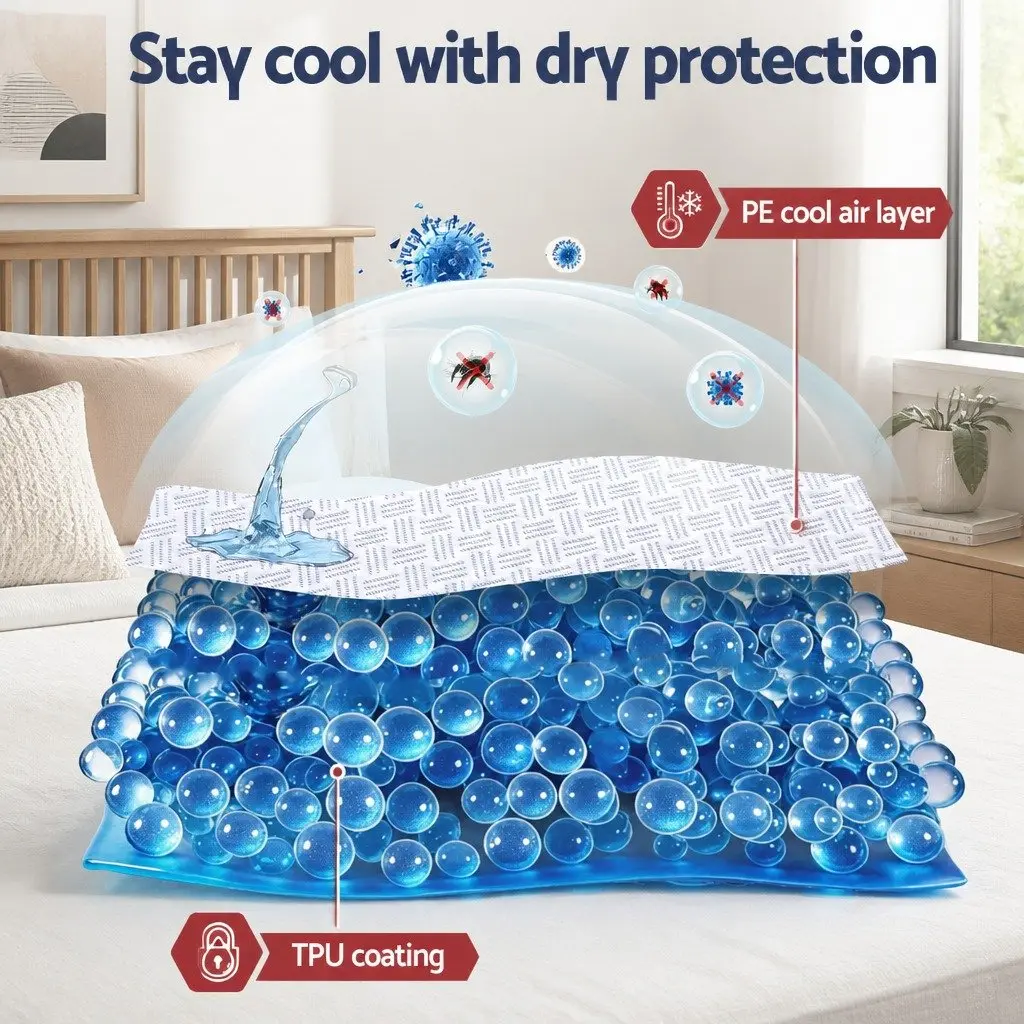 Mattress Protector PE Cool-Sense Air Layer King Size Blue 35cm Deep Pocket Fitted Skirt