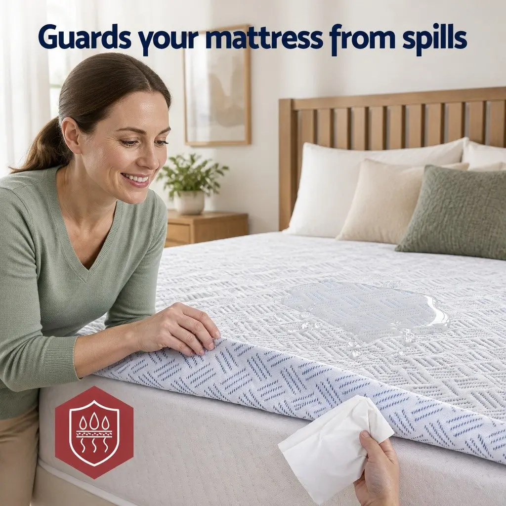 Mattress Protector PE Cool-Sense Air Layer King Size Blue 35cm Deep Pocket Fitted Skirt