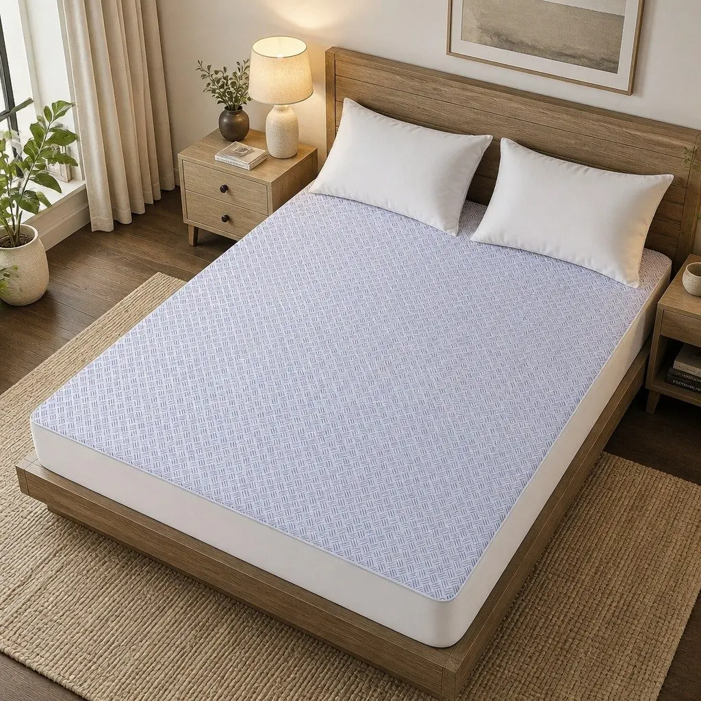 Mattress Protector PE Cool-Sense Air Layer King Size Blue 35cm Deep Pocket Fitted Skirt