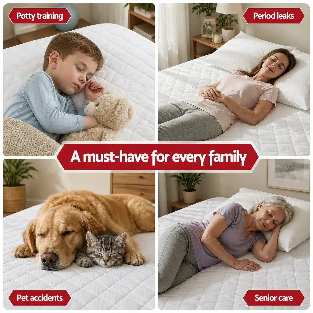 Mattress Protector Cotton 40cm Deep Fitted Quilted King Single White