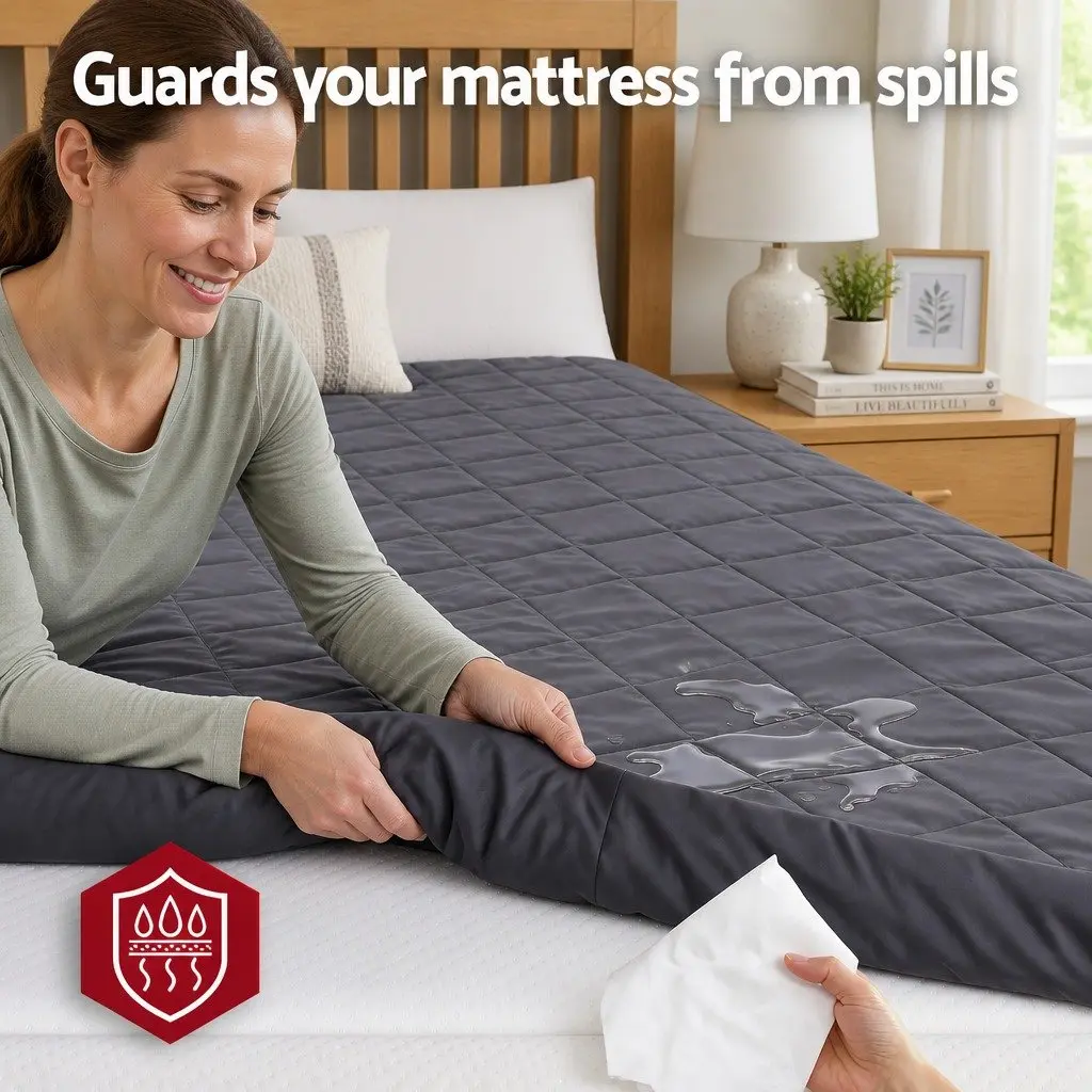 Mattress Protector Microfiber Double Bed Grey 360° Elastic Fitted