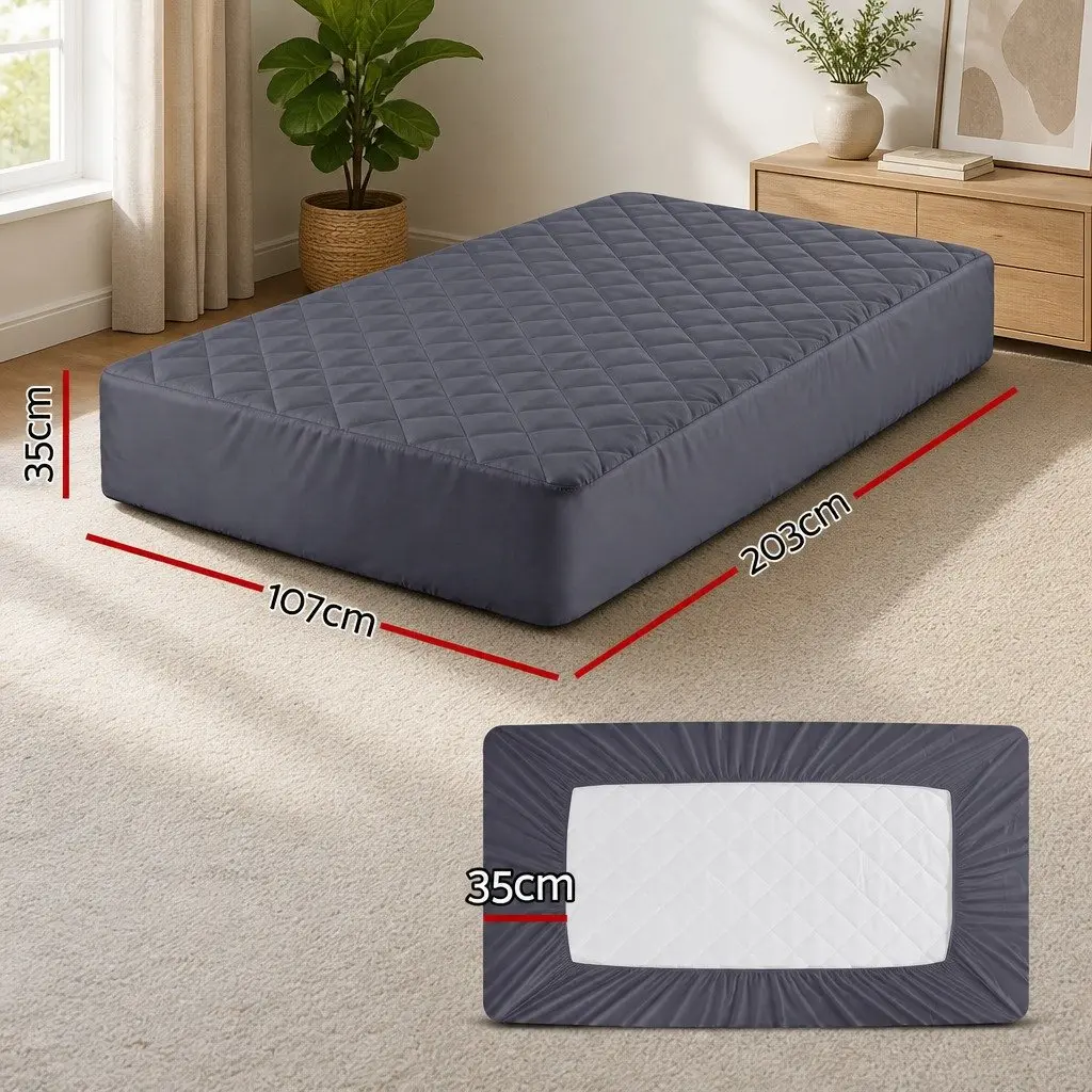 Mattress Protector Microfiber King Single Grey 360° Elastic Deep