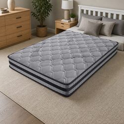 Double Pocket Spring Mattress 5-Zone Medium Firm Bed 188cm x 138cm Sleep Support