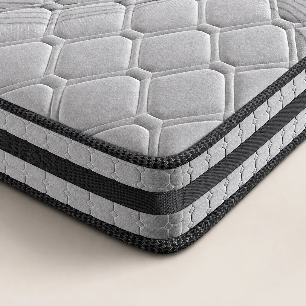 Pocket Coil Mattress Medium Firm 5-Zone Support King Single Size Grey