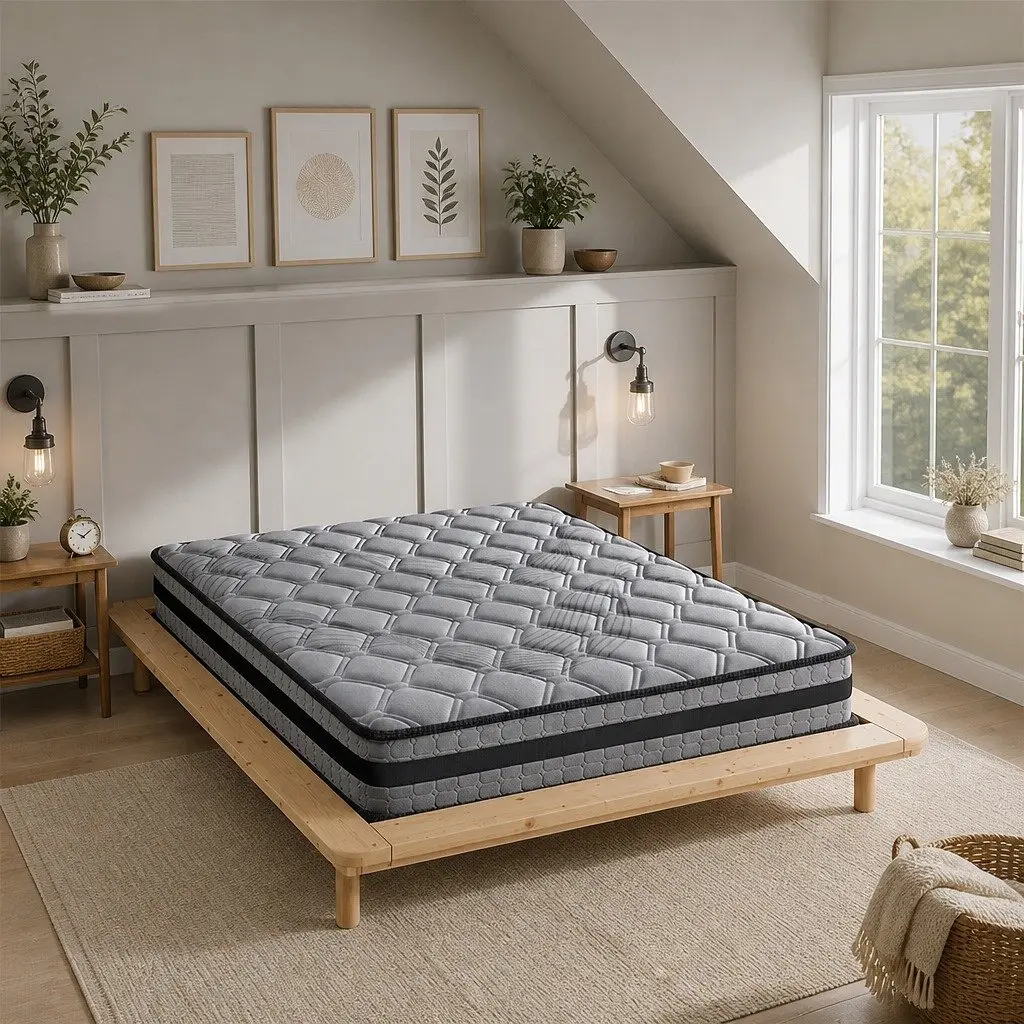 Pocket Coil Mattress Medium Firm 5-Zone Support King Single Size Grey