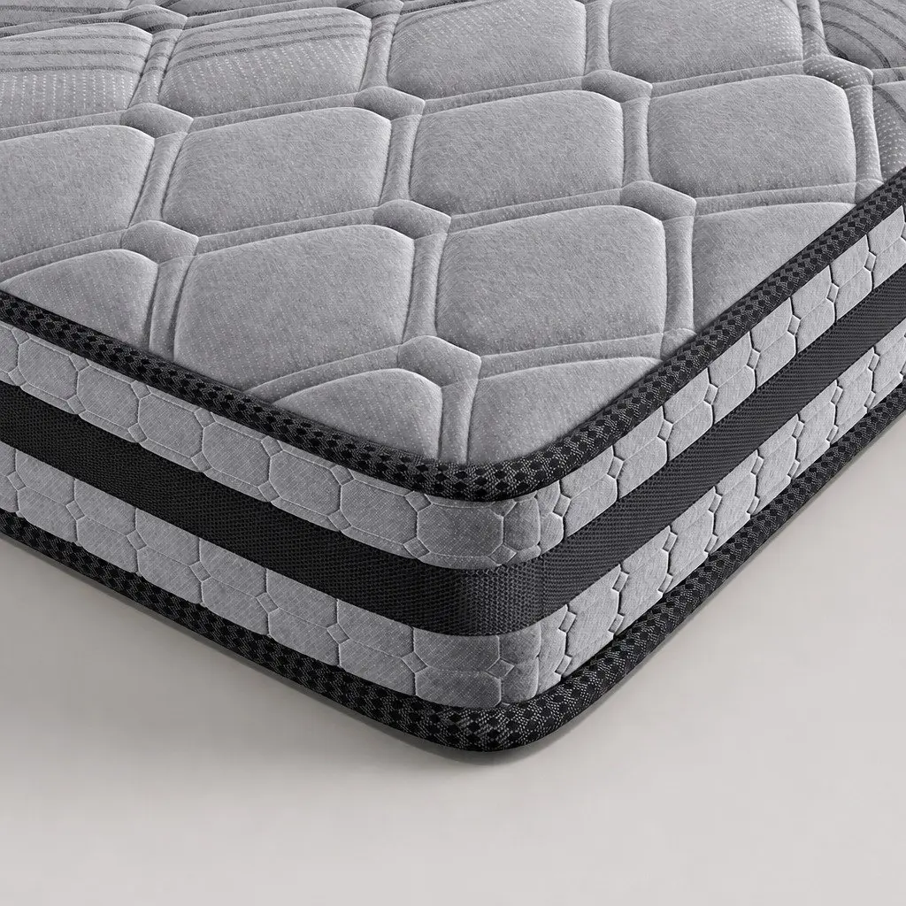 Queen Mattress Pocket Coil Medium Firm Support Breathable Grey 203cm x 153cm