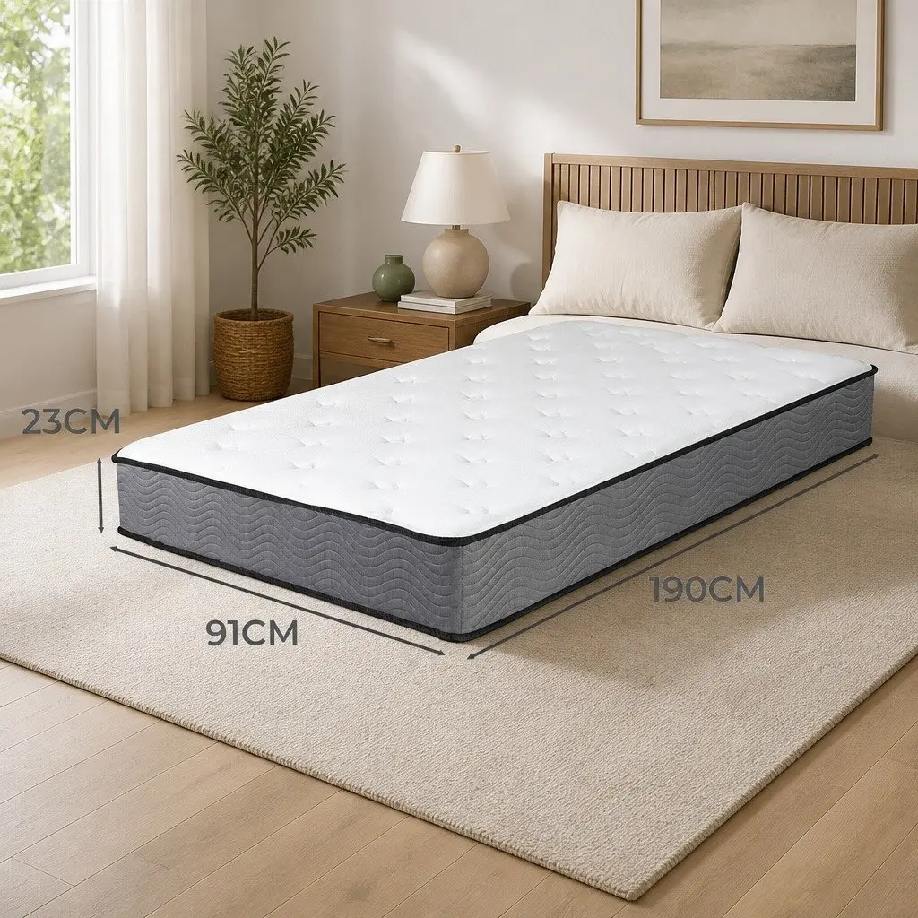 Single Pocket Spring Mattress 6-Zone Support Extra Firm Bed Top Comfort Sleep