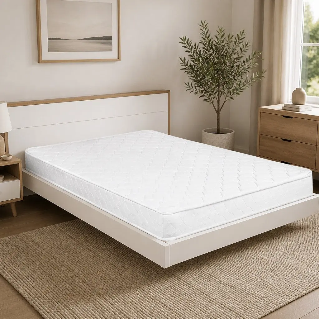 Single Mattress Bonnell Spring Coil High Firm Support Foam 190cm L x 91cm W White