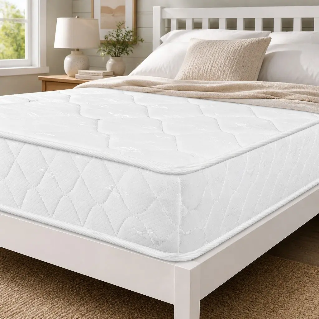 Single Mattress Bonnell Spring Coil High Firm Support Foam 190cm L x 91cm W White