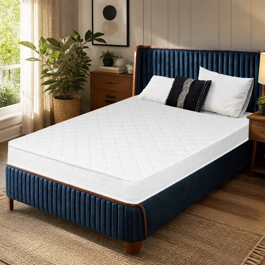 Single Mattress Bonnell Spring Coil High Firm Support Foam 190cm L x 91cm W White