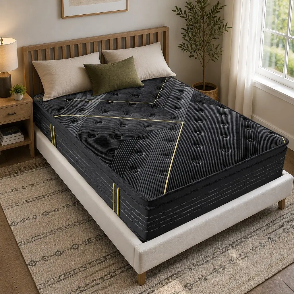 King Spring Mattress Bamboo Charcoal Pocket Coil 203cm x 183cm Black