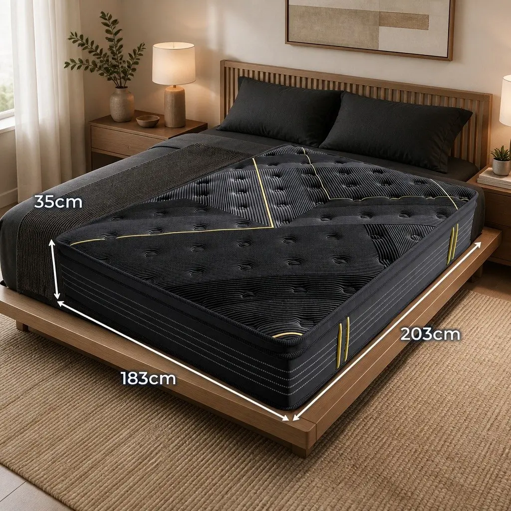 King Spring Mattress Bamboo Charcoal Pocket Coil 203cm x 183cm Black